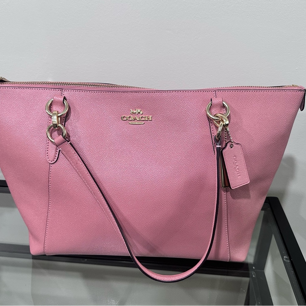Coach Pink Leather Tote with Gold Hardware